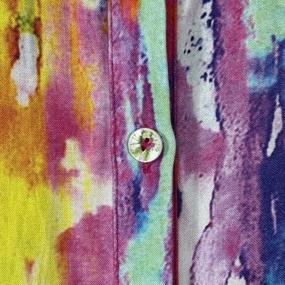 Soft Surroundings Multi Color Full Button Top Shirt Med Festival Boho Rainbow - Picture 2 of 14